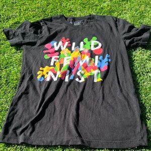 Wildfang Women’s T-Shirt ‘Wild Feminist’ with Colorful Graphic size S